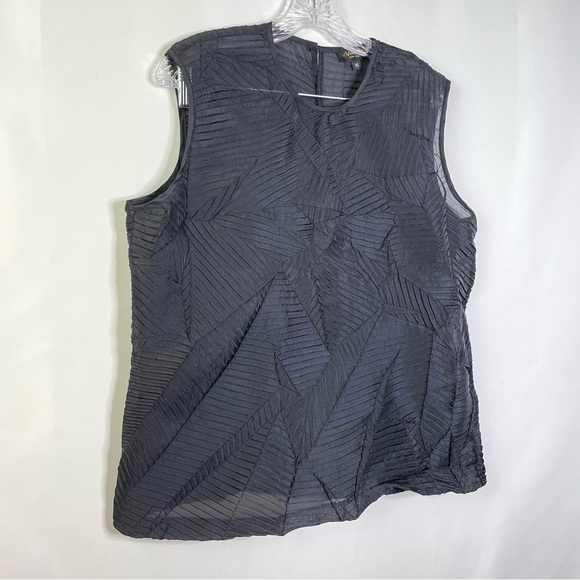 Tamotsu Black Pleated Avant Garde Open Front Jacket and Tank Top Formal Set 16 - Picture 7 of 11